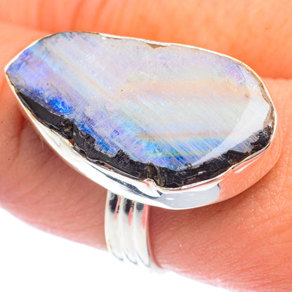 Rainbow Moonstone Rings handcrafted by Ana Silver Co - RING72118
