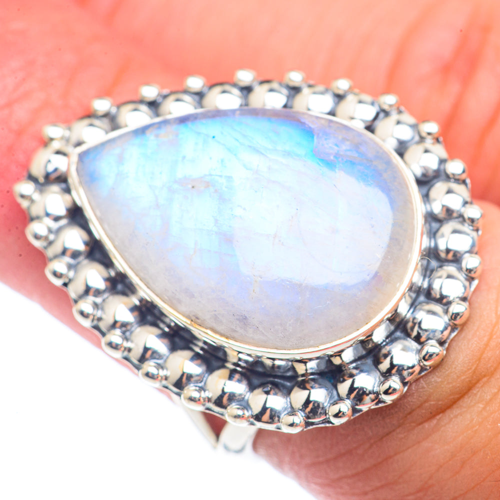 Rainbow Moonstone Rings handcrafted by Ana Silver Co - RING72119