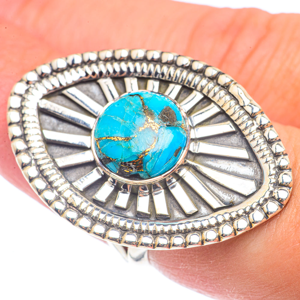 Blue Copper Composite Turquoise Rings handcrafted by Ana Silver Co - RING72122