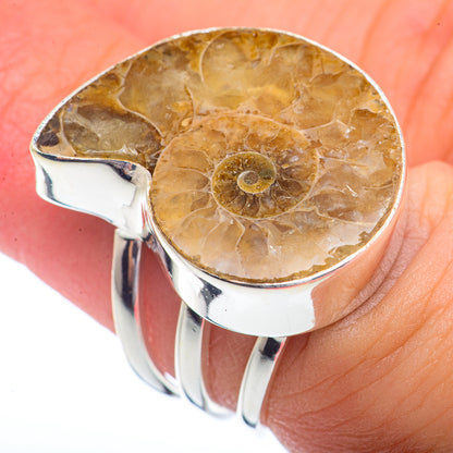 Ammonite Fossil Rings handcrafted by Ana Silver Co - RING72148