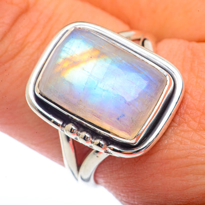 Rainbow Moonstone Rings handcrafted by Ana Silver Co - RING72171