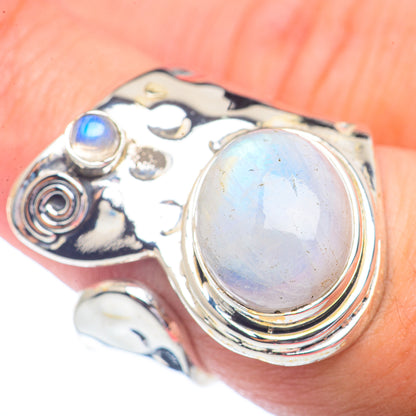 Rainbow Moonstone Rings handcrafted by Ana Silver Co - RING72172