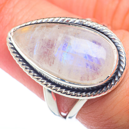 Rainbow Moonstone Rings handcrafted by Ana Silver Co - RING72174