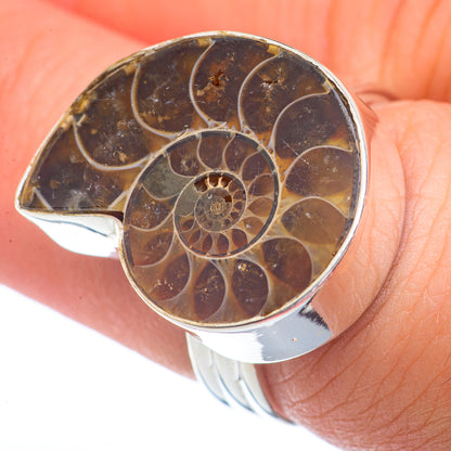 Ammonite Fossil Rings handcrafted by Ana Silver Co - RING72195