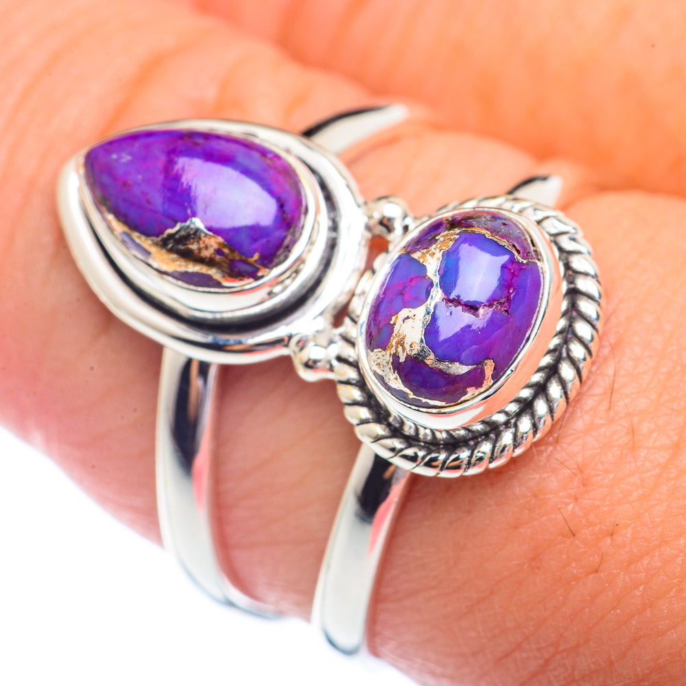 Purple Copper Composite Turquoise Rings handcrafted by Ana Silver Co - RING72206