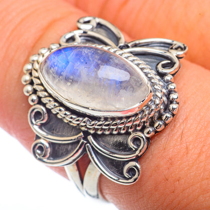 Rainbow Moonstone Rings handcrafted by Ana Silver Co - RING72212
