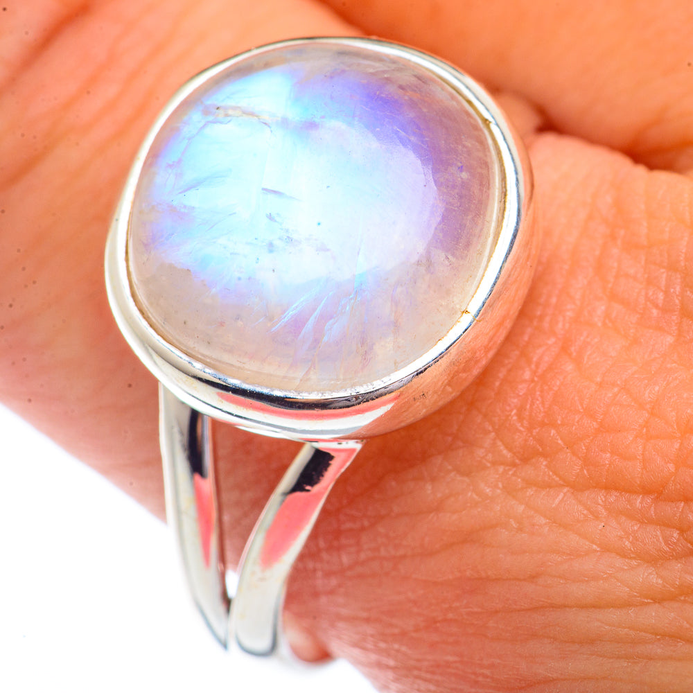Rainbow Moonstone Rings handcrafted by Ana Silver Co - RING72213