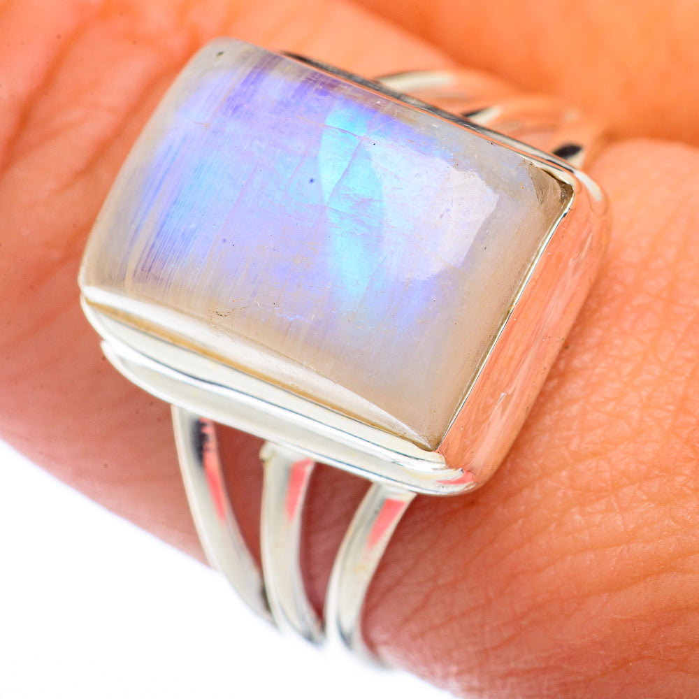 Rainbow Moonstone Rings handcrafted by Ana Silver Co - RING72216