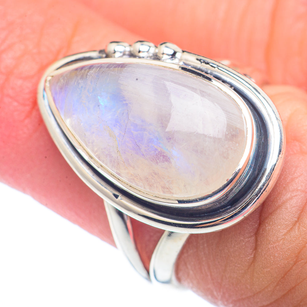 Rainbow Moonstone Rings handcrafted by Ana Silver Co - RING72254