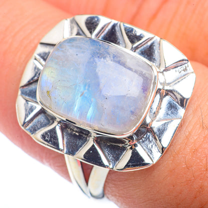 Rainbow Moonstone Rings handcrafted by Ana Silver Co - RING72257