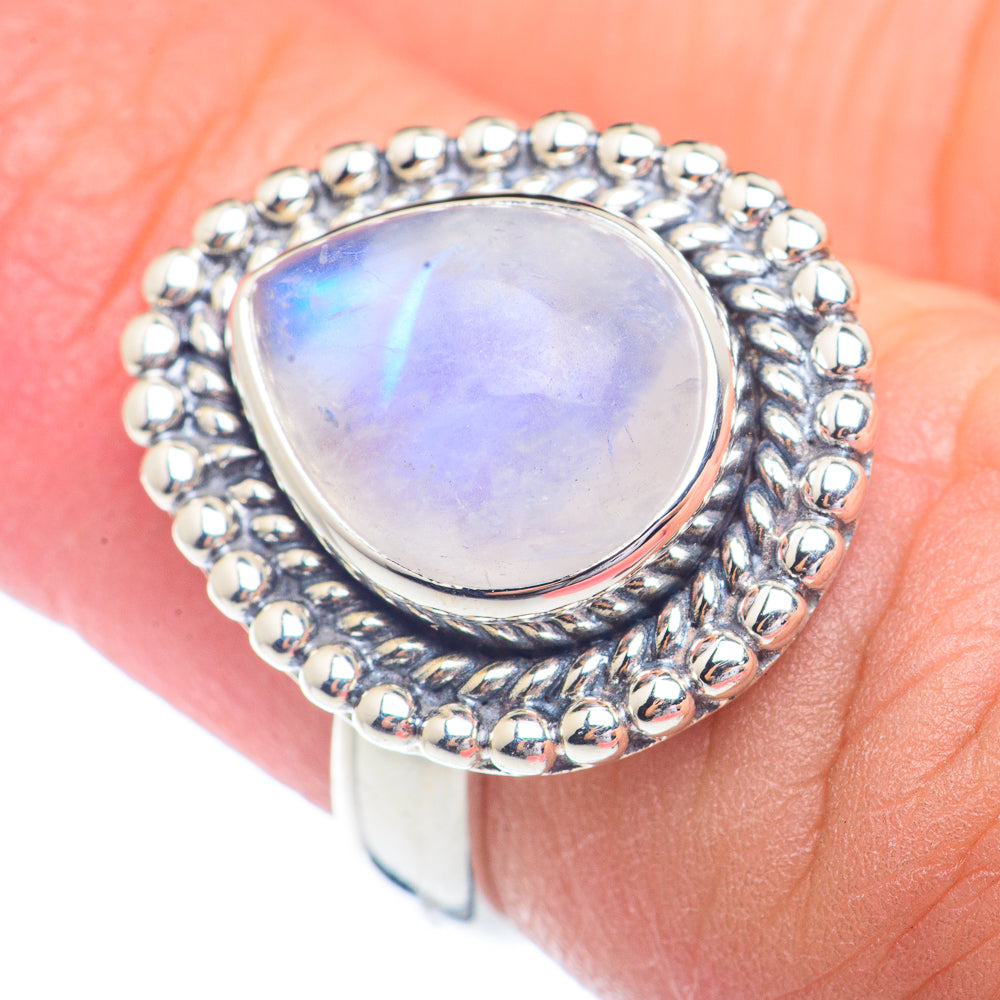 Rainbow Moonstone Rings handcrafted by Ana Silver Co - RING72258