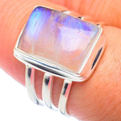 Rainbow Moonstone Rings handcrafted by Ana Silver Co - RING72302