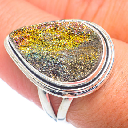 Spectro Pyrite Druzy Rings handcrafted by Ana Silver Co - RING72332