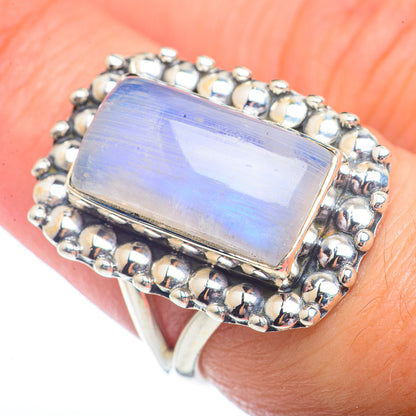 Rainbow Moonstone Rings handcrafted by Ana Silver Co - RING72336