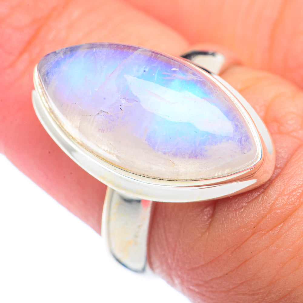Rainbow Moonstone Rings handcrafted by Ana Silver Co - RING72337