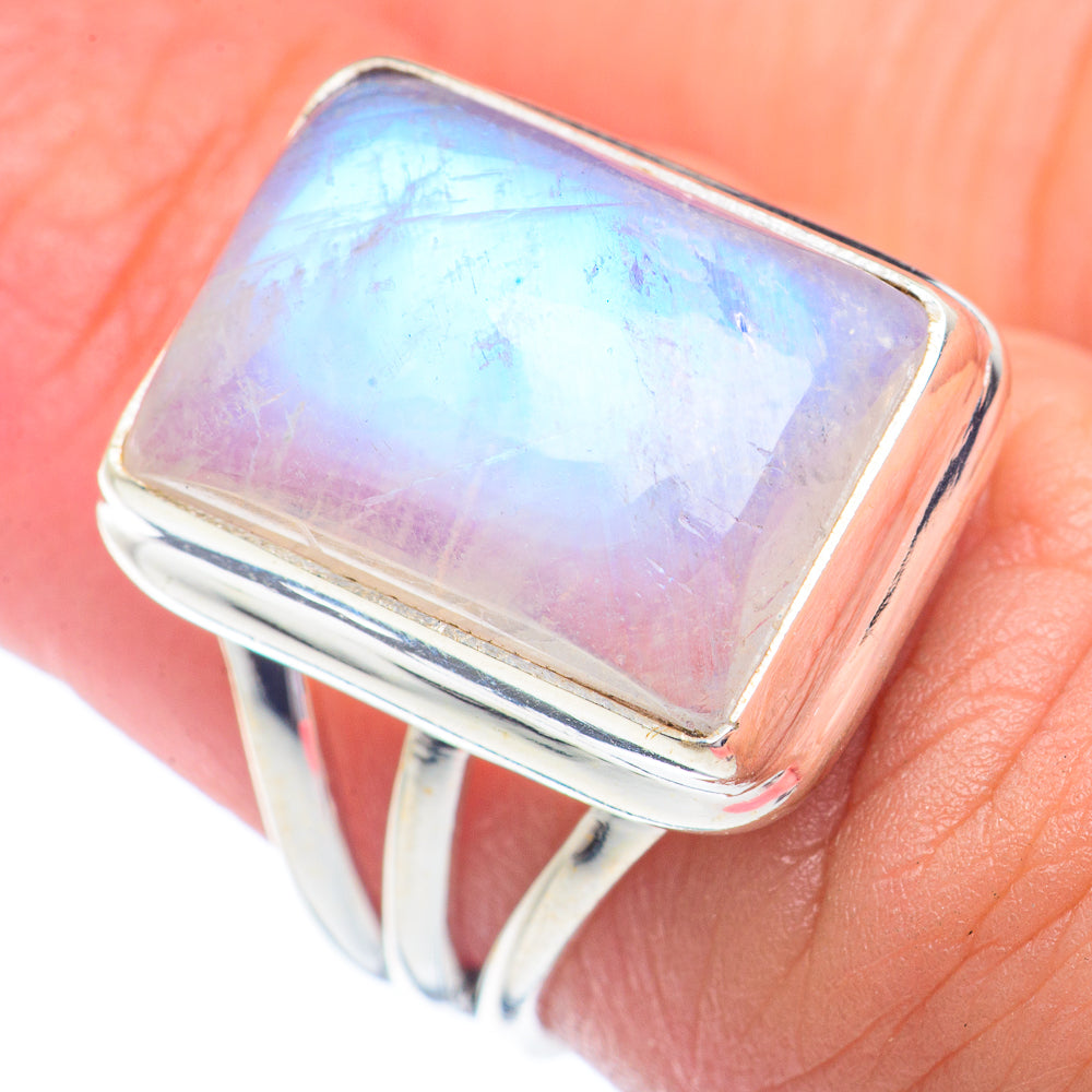 Rainbow Moonstone Rings handcrafted by Ana Silver Co - RING72338