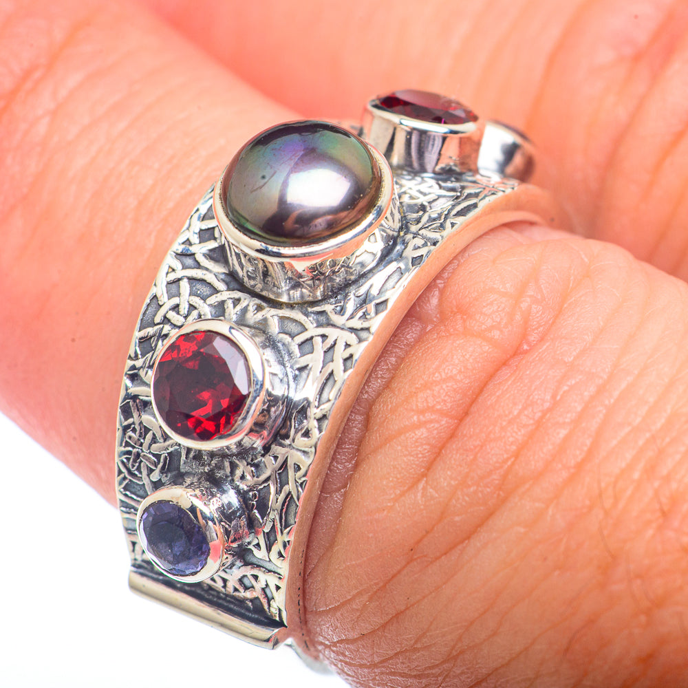 Titanium Cultured Pearl Rings handcrafted by Ana Silver Co - RING72342
