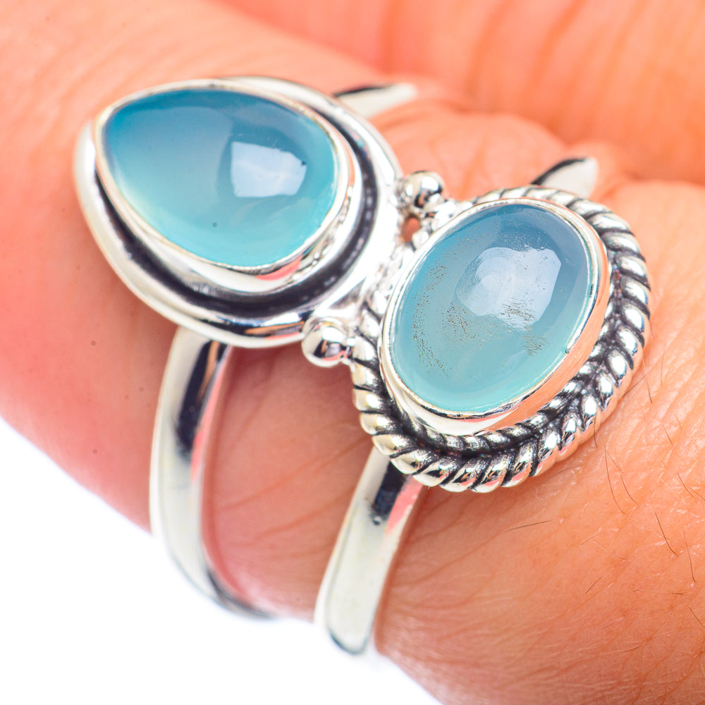 Aqua Chalcedony Rings handcrafted by Ana Silver Co - RING72347