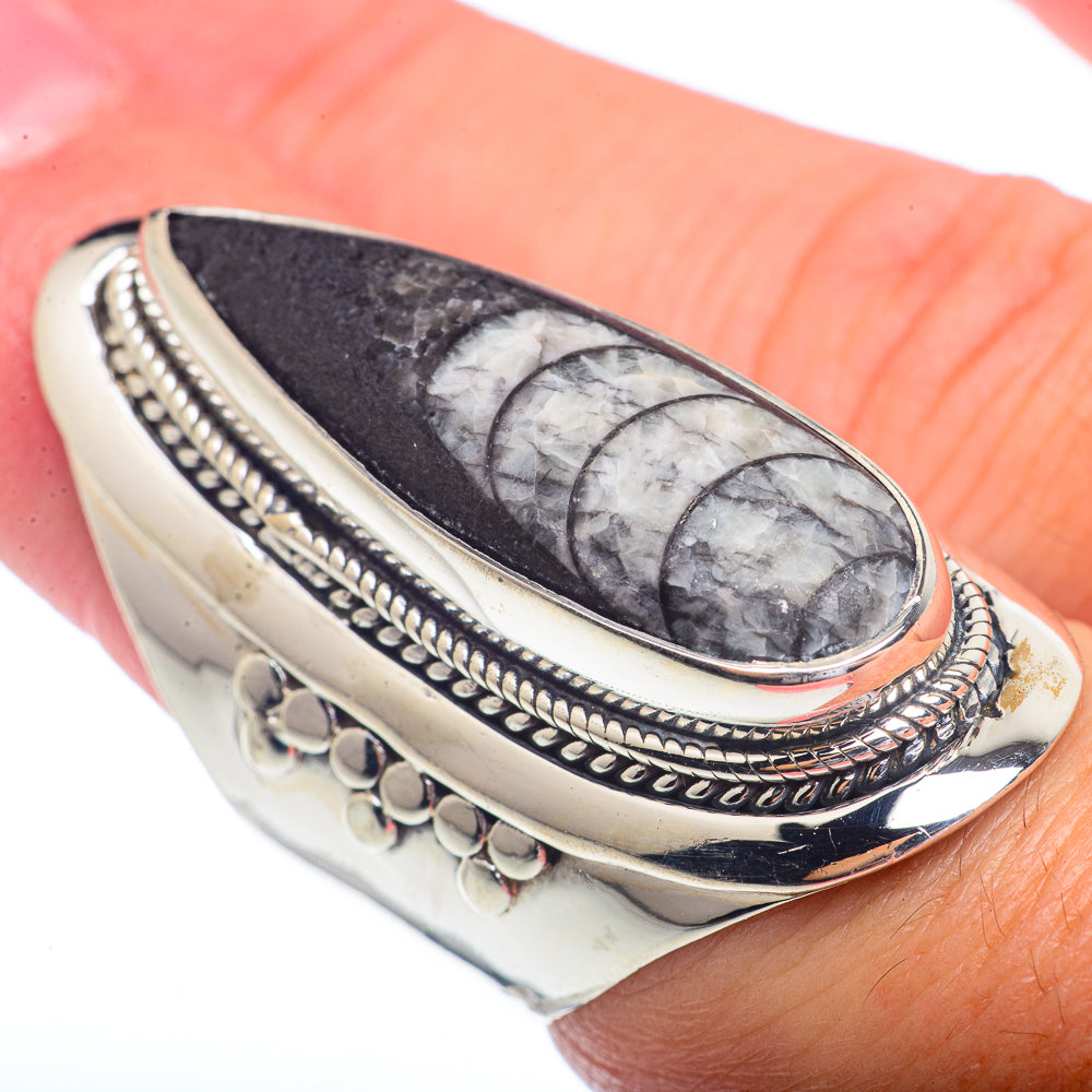 Orthoceras Fossil Rings handcrafted by Ana Silver Co - RING72391