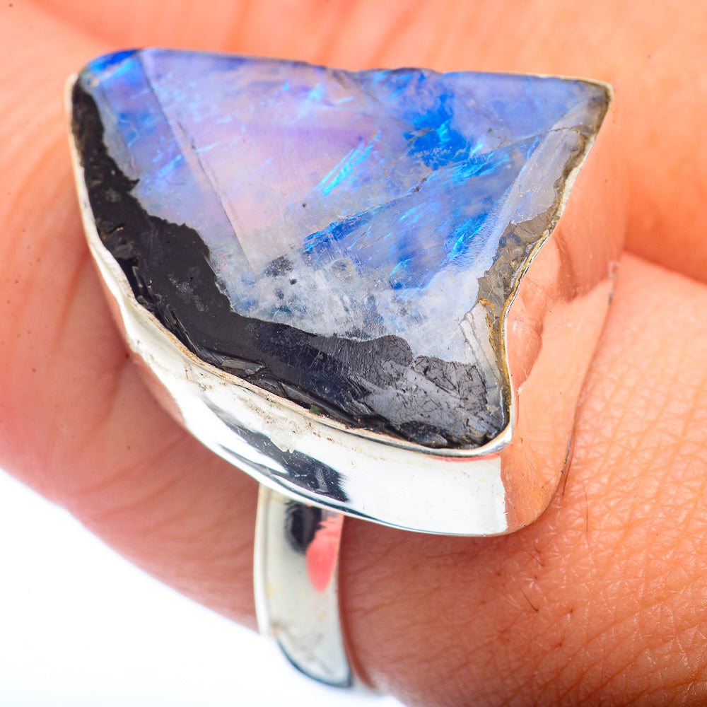 Rainbow Moonstone Rings handcrafted by Ana Silver Co - RING72392
