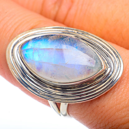 Rainbow Moonstone Rings handcrafted by Ana Silver Co - RING72394
