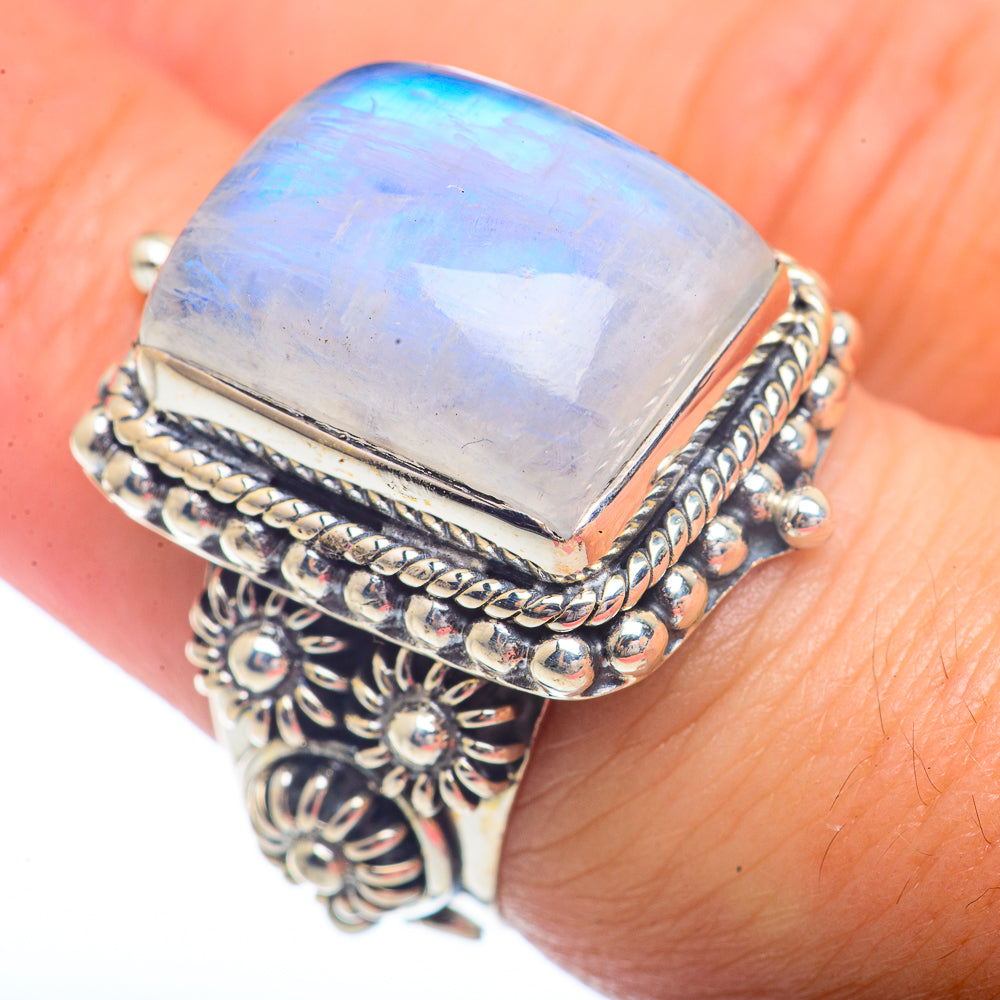 Rainbow Moonstone Rings handcrafted by Ana Silver Co - RING72395