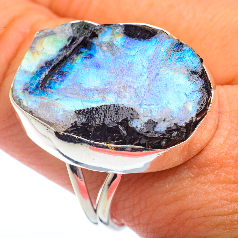 Rainbow Moonstone Rings handcrafted by Ana Silver Co - RING72396