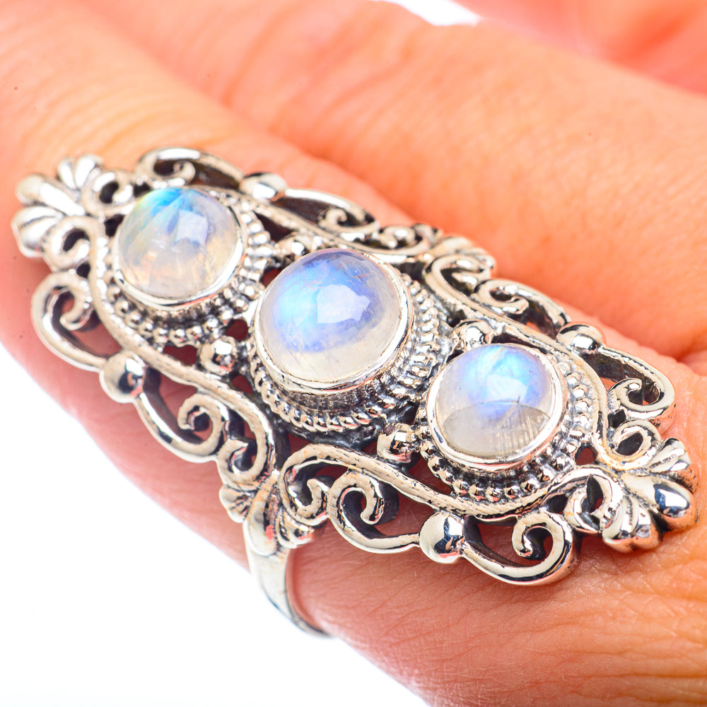 Rainbow Moonstone Rings handcrafted by Ana Silver Co - RING72399