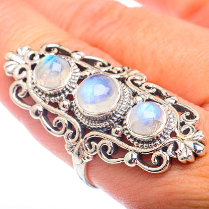 Rainbow Moonstone Rings handcrafted by Ana Silver Co - RING72399