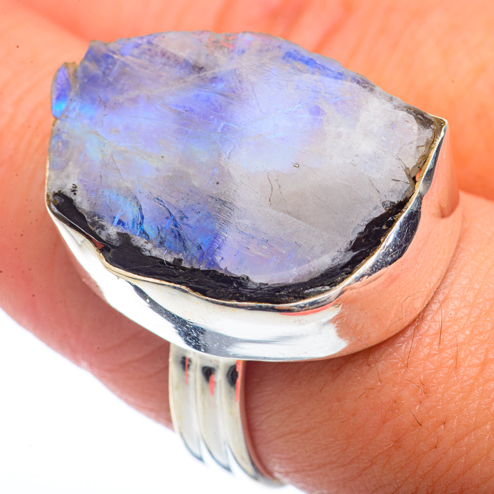 Rainbow Moonstone Rings handcrafted by Ana Silver Co - RING72442