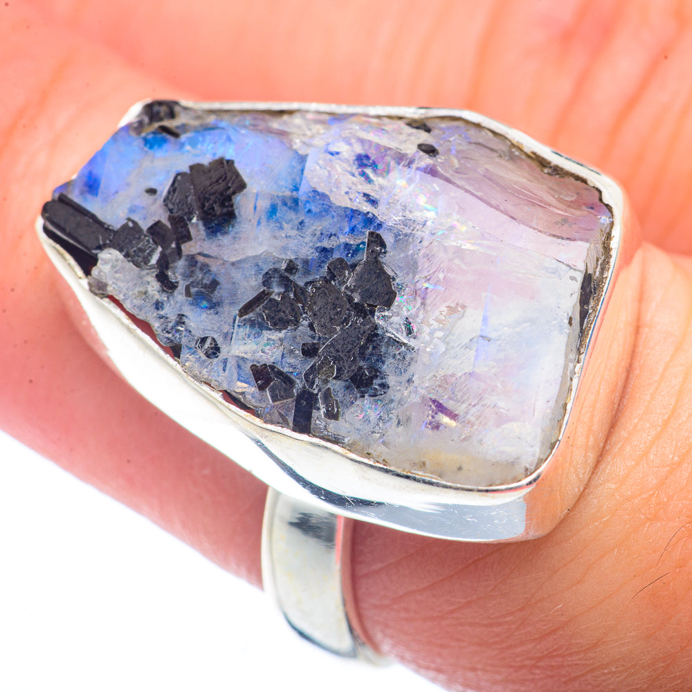 Rainbow Moonstone Rings handcrafted by Ana Silver Co - RING72445