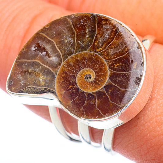 Ammonite Fossil Rings handcrafted by Ana Silver Co - RING72464