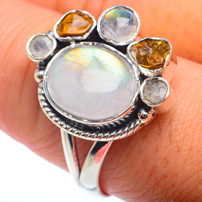 Rainbow Moonstone Rings handcrafted by Ana Silver Co - RING72484