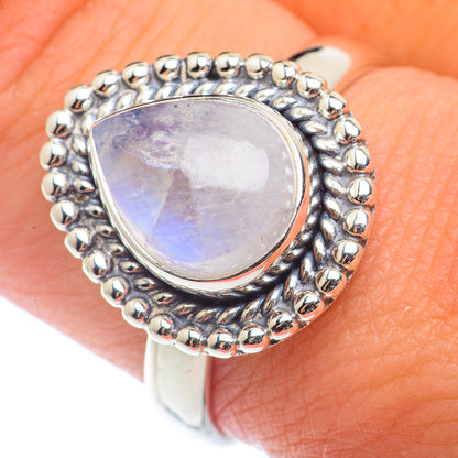 Rainbow Moonstone Rings handcrafted by Ana Silver Co - RING72499