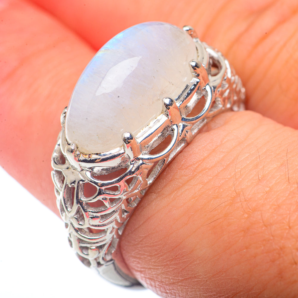 Rainbow Moonstone Rings handcrafted by Ana Silver Co - RING72502