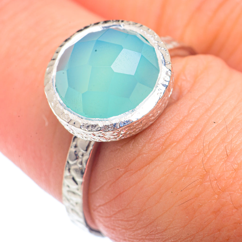 Aqua Chalcedony Rings handcrafted by Ana Silver Co - RING72518