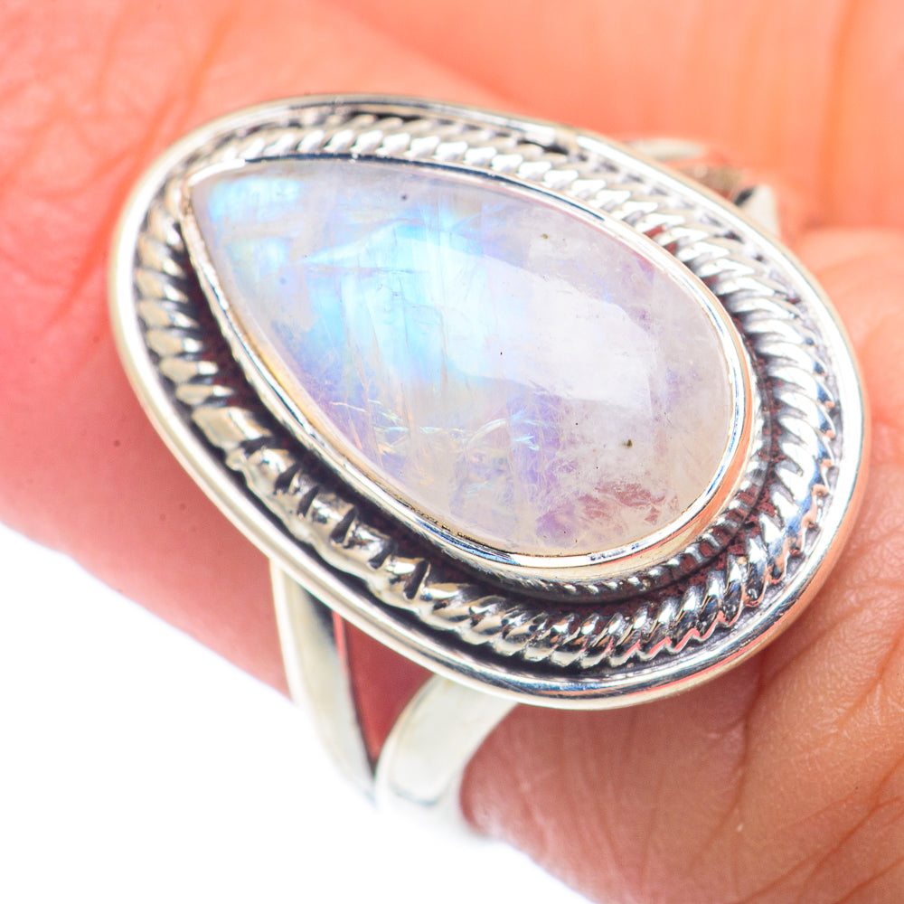 Rainbow Moonstone Rings handcrafted by Ana Silver Co - RING72543