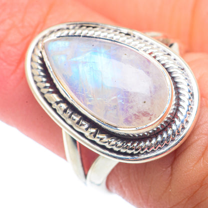 Rainbow Moonstone Rings handcrafted by Ana Silver Co - RING72543
