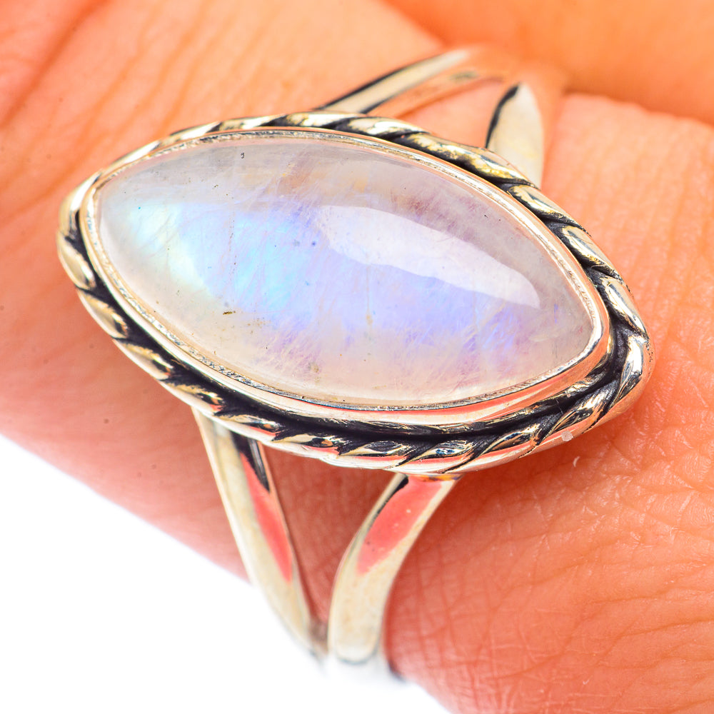 Rainbow Moonstone Rings handcrafted by Ana Silver Co - RING72545