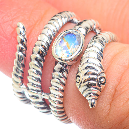 Rainbow Moonstone Rings handcrafted by Ana Silver Co - RING72548