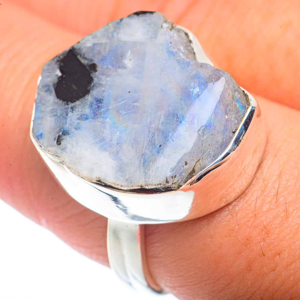 Rainbow Moonstone Rings handcrafted by Ana Silver Co - RING72584
