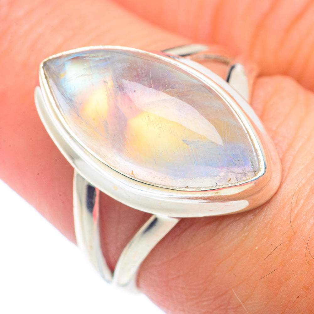 Rainbow Moonstone Rings handcrafted by Ana Silver Co - RING72588