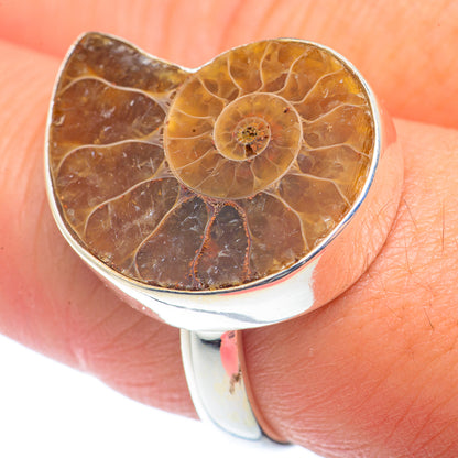 Ammonite Fossil Rings handcrafted by Ana Silver Co - RING72608