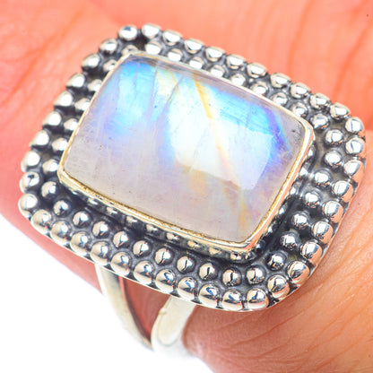 Rainbow Moonstone Rings handcrafted by Ana Silver Co - RING72623
