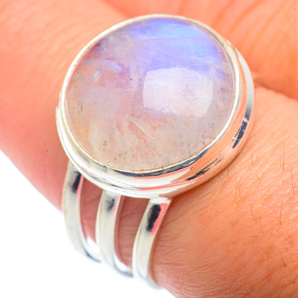 Rainbow Moonstone Rings handcrafted by Ana Silver Co - RING72624