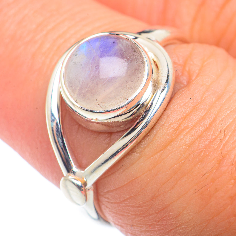 Rainbow Moonstone Rings handcrafted by Ana Silver Co - RING72625