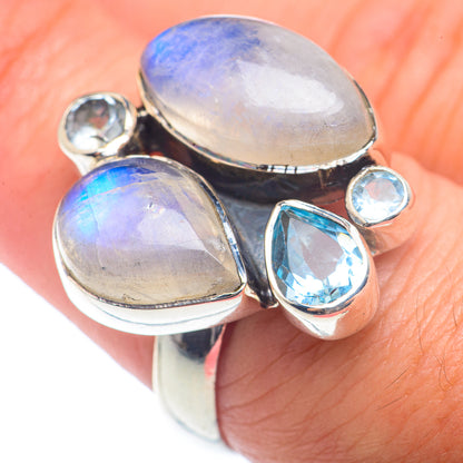 Rainbow Moonstone Rings handcrafted by Ana Silver Co - RING72626