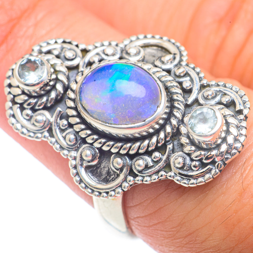 Rainbow Moonstone Rings handcrafted by Ana Silver Co - RING72632