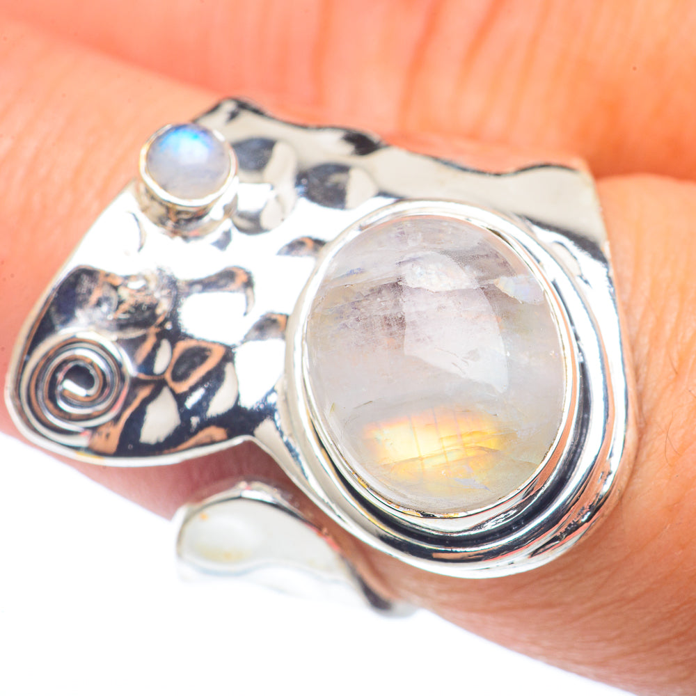 Rainbow Moonstone Rings handcrafted by Ana Silver Co - RING72665