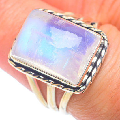 Rainbow Moonstone Rings handcrafted by Ana Silver Co - RING72666
